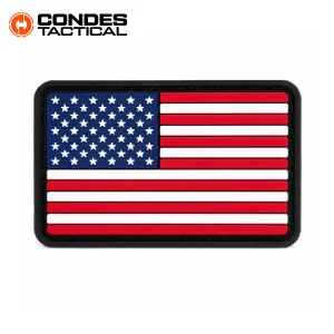Parche bandera de Estados Unidos en PVC con base negra